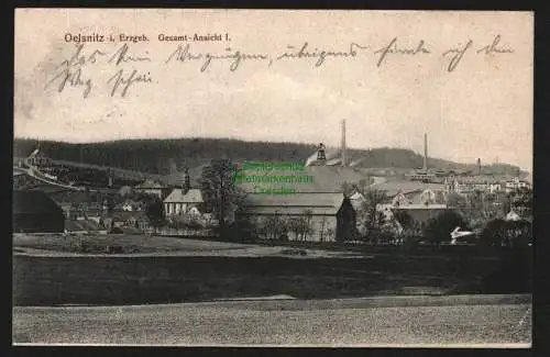 146730 AK Oelsnitz im Erzgebirge gesamt Ansicht 1906 Abraumhalde Förderturm