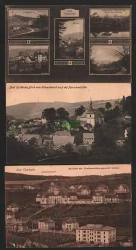 144481 3 AK Bad Gottleuba 1924 Heilstätte Kirche Villenviertel Panoramahöhe