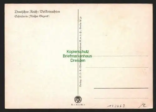 143663 AK Künstlerkarte R. Nitsch Volkstrachten Schlesierin Neiße um 1930