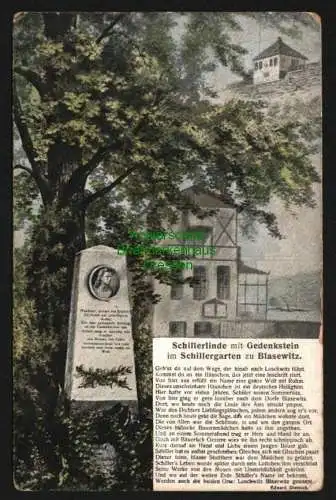 143482 Ansichtskarte Dresden Blasewitz Schillerlinde Gedenkstein um 1920