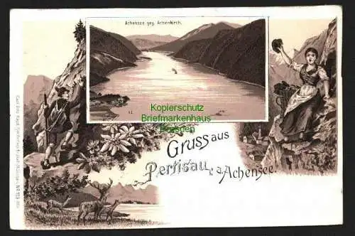 143728 Ansichtskarte Pertisau a. Achensee Litho um 1900 Achenkirch Tirol