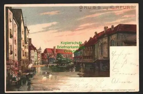 143691 AK Erfurt Litho Blick von der Rathausbrücke 1900