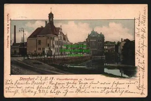 143477 AK Stassfurt 1904 Wassertorstrasse mit Postamt