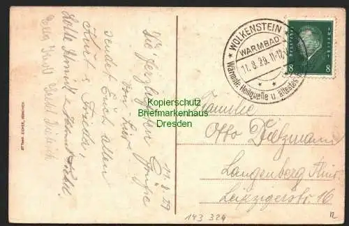 143324 AK Wolkenstein i. Erzgebirge 1929 Panorama mit Bhnhof Fluss Brücke