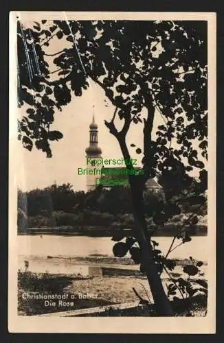 143659 Ansichtskarte Christianstadt am Bober Krzystkowice Fotokarte 1934 Die Rose Kirche