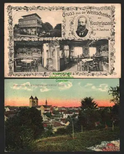 143384 2 Ansichtskarte Bad Klosterlausnitz Thür. 1912 Weinschenke H. Sachse 1909