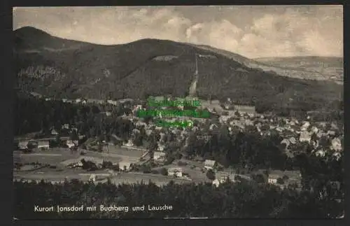 143317 Ansichtskarte Kurort Jonsdorf mit Buchberg und Lausche Zittauer Gebirge 1956