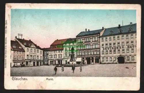 143710 AK Glauchau Markt um 1905 Apotheke Hotel Deutsches Haus