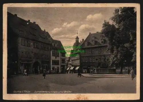 143499 Ansichtskarte Gotha Thür. Schellenbrunnen und Brühl 1952