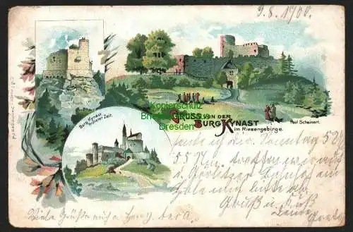 143641 Ansichtskarte Burg Kynast im Riesengebirge 1900 Litho