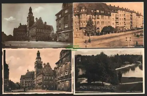 143185 4 Ansichtskarte Döbeln Grimmaische Straße 1937 Obermarkt Rathaus Bürgergarten 1934