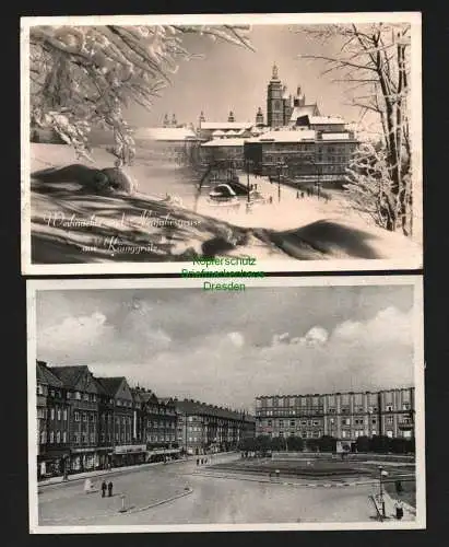 143128 2 Ansichtskarte Hradec Kralove Königgrätz Schloss Schnee 1941 Platz Böhmen & Mähren