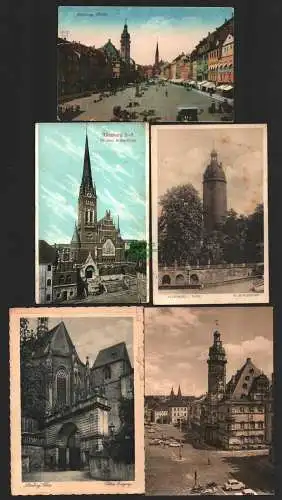 143290 5 Ansichtskarte Altenburg Thür. Schlosshof 1932 Neue Brüderkirche 1908 Markt Schloss