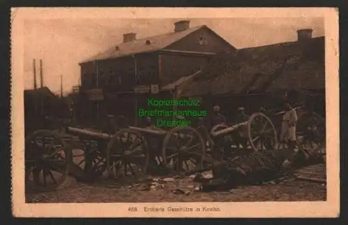 143106 Ansichtskarte Kaunas ????? Kowno 1916 Feldpost Eroberte Geschütze