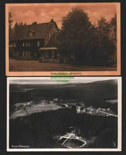 143238 2 Ansichtskarte Elend Oberharz Gasthaus Waldmühle Luftbild um 1935