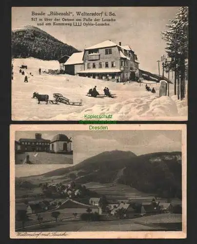 143189 2 Ansichtskarte Waltersdorf Baude Rübezahl am Kammweg Oybin - Lausche 1917  1921