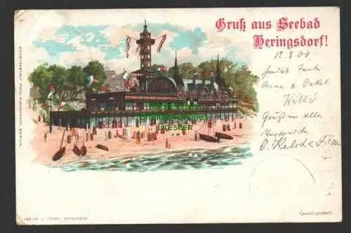 141339 AK Heringsdorf 1900 Litho Strandpavillon mit Aussichtsturm