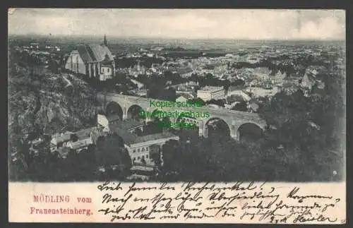 140964 AK Mödling Niederösterreich 1899 vom Frauensteinberg Brücke Viadukt