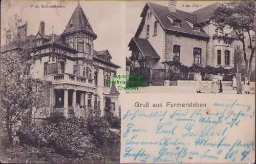 157252 Ansichtskarte Fermersleben Magdeburg 1909 Villa Schneidewin Villa Hein