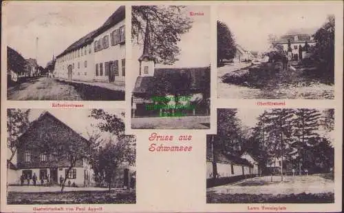 157206 Ansichtskarte Schwansee Großrudestedt 1911 Erfurterstrasse Gastwirtschaft Appolt Kir