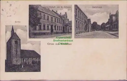 157275 Ansichtskarte Kremkau Bismark Altmark 1907 Kirche Gastwirtschaft Schulze Dorfstraße