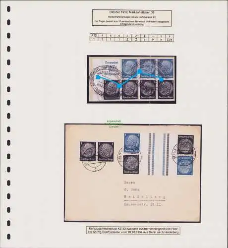 B-50014 DR Deutsches Reich 1 Pfennig Hindenburg ZD aus MH 46 Hbl. 93 gestempelt