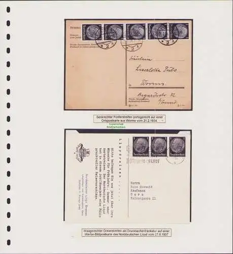 B-50076 gestaltete Seite Deutsches Reich 1 Pfg. Hindenburg Drucksache 3 Pfg. NDL