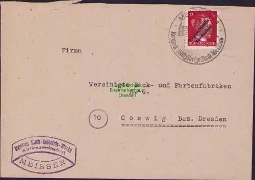 B-17846 Brief Lokalausgabe Meissen 1945 Bedarfspost nach Coswig Bez. Dresden