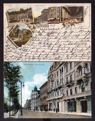 99576 2 AK Marienbad Litho 1898 Kaiserstraße um 1920