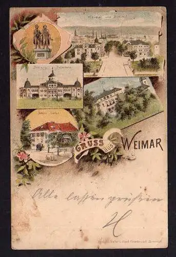 92589 AK Weimar Litho Vorläufer 1898 Schloss Tiefurt Goethe Schiller