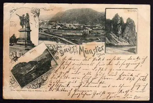 78358 AK Bad Münster am Stein 1896 Ebernburg Hutten Sickingen Denkmal