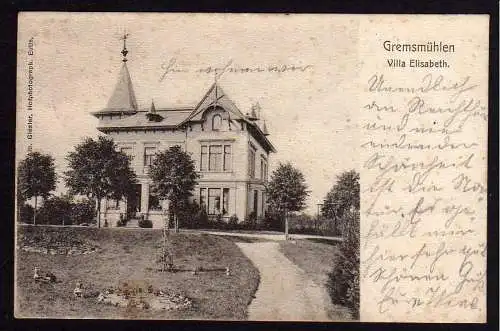 78615 Ansichtskarte Gremsmühlen Villa Elisabeth 1901