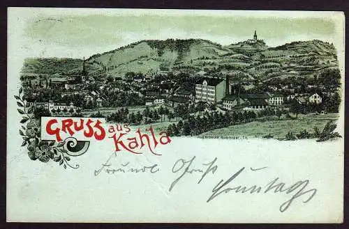 61353 AK Kahla 1901 Litho Stempel Hotel Schloss Leuchtenburg