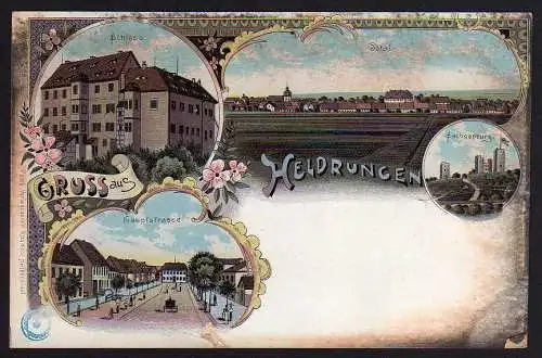 52147 AK Litho Heldrungen um 1900 Schloss Sachsenburg Hauptstrasse