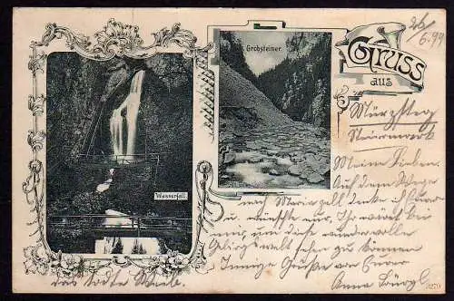 52673 AK Mürzsteg Mürztal Steiermark 1899 Wasserfall Grobsteiner