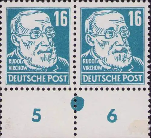 3313 DDR **  2x 332 va XII DV großer Farbpunkt auf Unterrand RZ 5/6