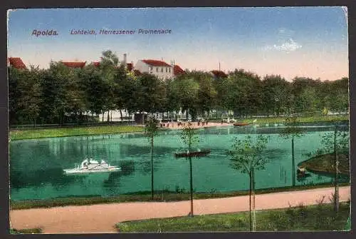 29412 Ansichtskarte  Apolda Lohteich Herressener Promenade, ungelaufen um 1920