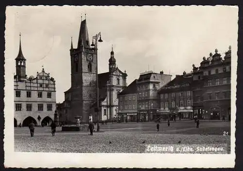 29686 AK Leitmeritz Elbe Sudetengau Markt Kaufhaus Krowgtschek Feldpost 1941