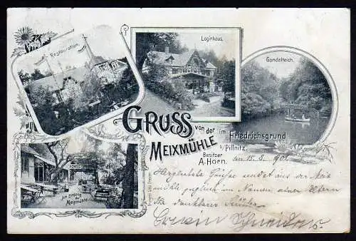 29786 Ansichtskarte Meixmühle Friedrichsgrund Pillnitz Restaurant Logirhaus 1901