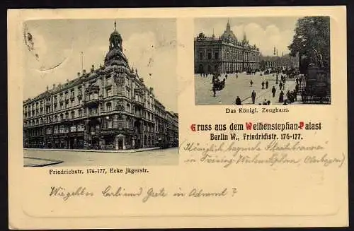 29999 Ansichtskarte Berlin Friedrichstr. Weihenstephan Palast 1913, gelaufen