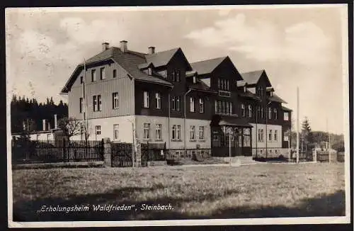 29728 Ansichtskarte Steinbach Erholungsheim Waldfrieden b. Johanngeorgenstadt gelaufen 1927