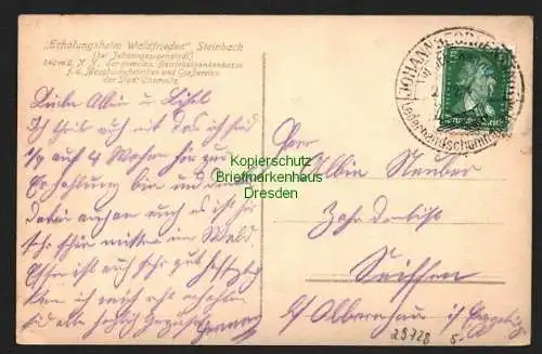 29728 AK Steinbach Erholungsheim Waldfrieden b. Johanngeorgenstadt gelaufen 1927