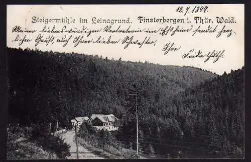 28569 Ansichtskarte Steigermühle Leinagrund Finsterbergen Thür.