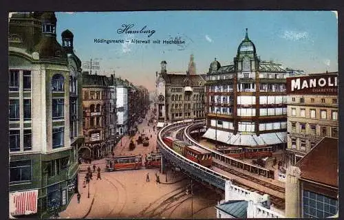 28688 AK Hamburg Rödlingsmarkt Alterwall mit Hochbahn