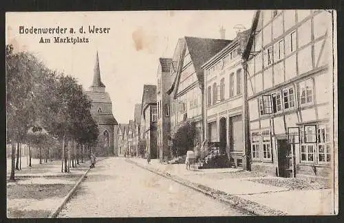 24577 Ansichtskarte Bodenwerder Weser Marktplatz Kirche Geschäft J. Blumenthal um 1920