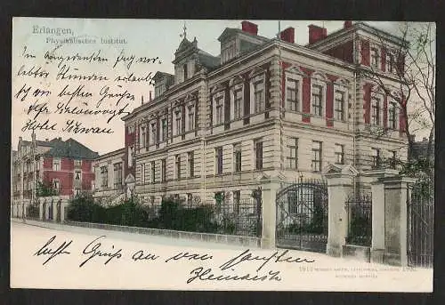 21531 AK Erlangen Physikalisches Institut , gelaufen 1904