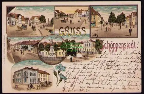 172032 AK Schöppenstedt Litho 1897  Hotel zum deutschen Haus Gasthof zum Zoll