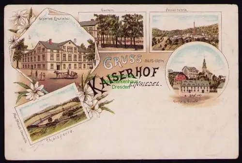 172083 AK Einsiedel Litho 1899 Gasthaus Restaurant Kaiserhof Papierfabrik Kirche