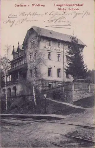 170940 Ansichtskarte Langenhennersdorf Gasthaus z. Waldburg 1925