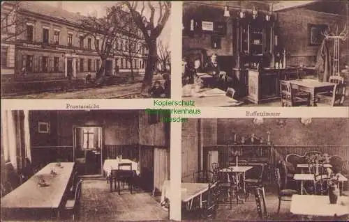 171001 AK Herscher's Hotel Stendal Frontansicht Buffetzimmer 1925